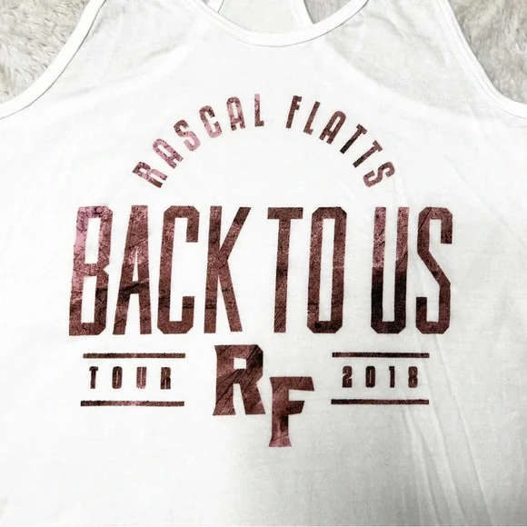NWOT Rascal Flatts Official Back To US Tour Racerback Tank Top White Women’s 2XL - Picture 3 of 4